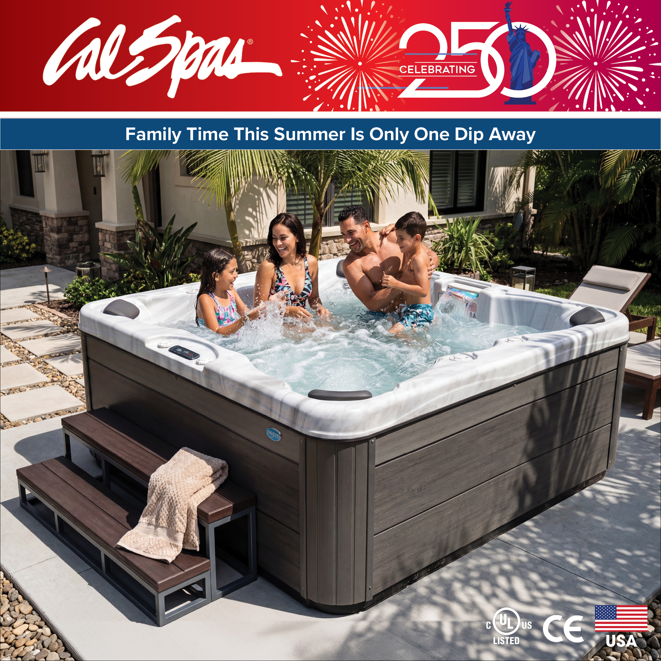 Calspas hot tub being used in a family setting - Lake Tahoe